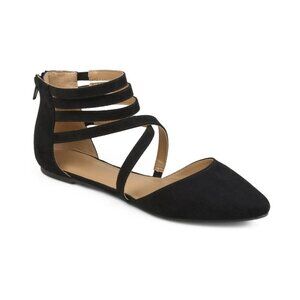 Journee Collection Black Strappy Flats Size 7.5m